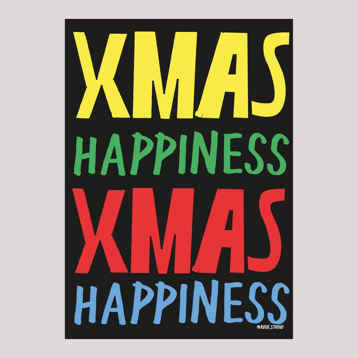 'Happiness' Xmas Card for wholesale by RUDE