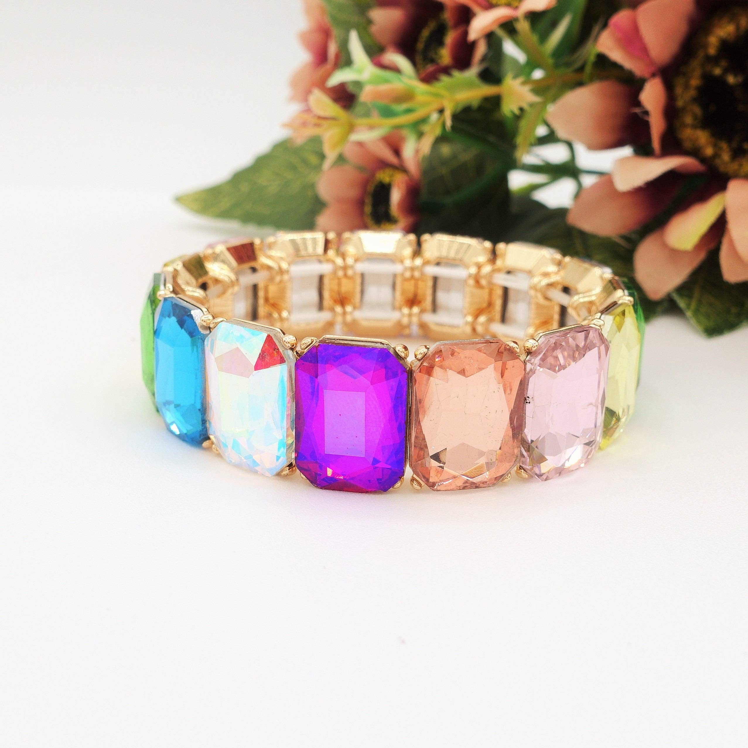 Daemon srls - Wholesale Bangle Bracelet - MARGOT - Bracciale Elasticizzato con pietre sfaccettate - LUCE COLLECTION24