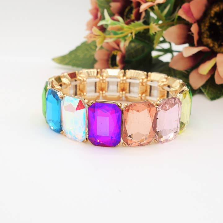 Daemon srls - Wholesale Bangle Bracelet - MARGOT - Bracciale Elasticizzato con pietre sfaccettate - LUCE COLLECTION24