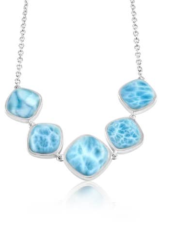 Larimar Necklace Cushion Multi Stone Lauren for wholesale by Larimar Magic