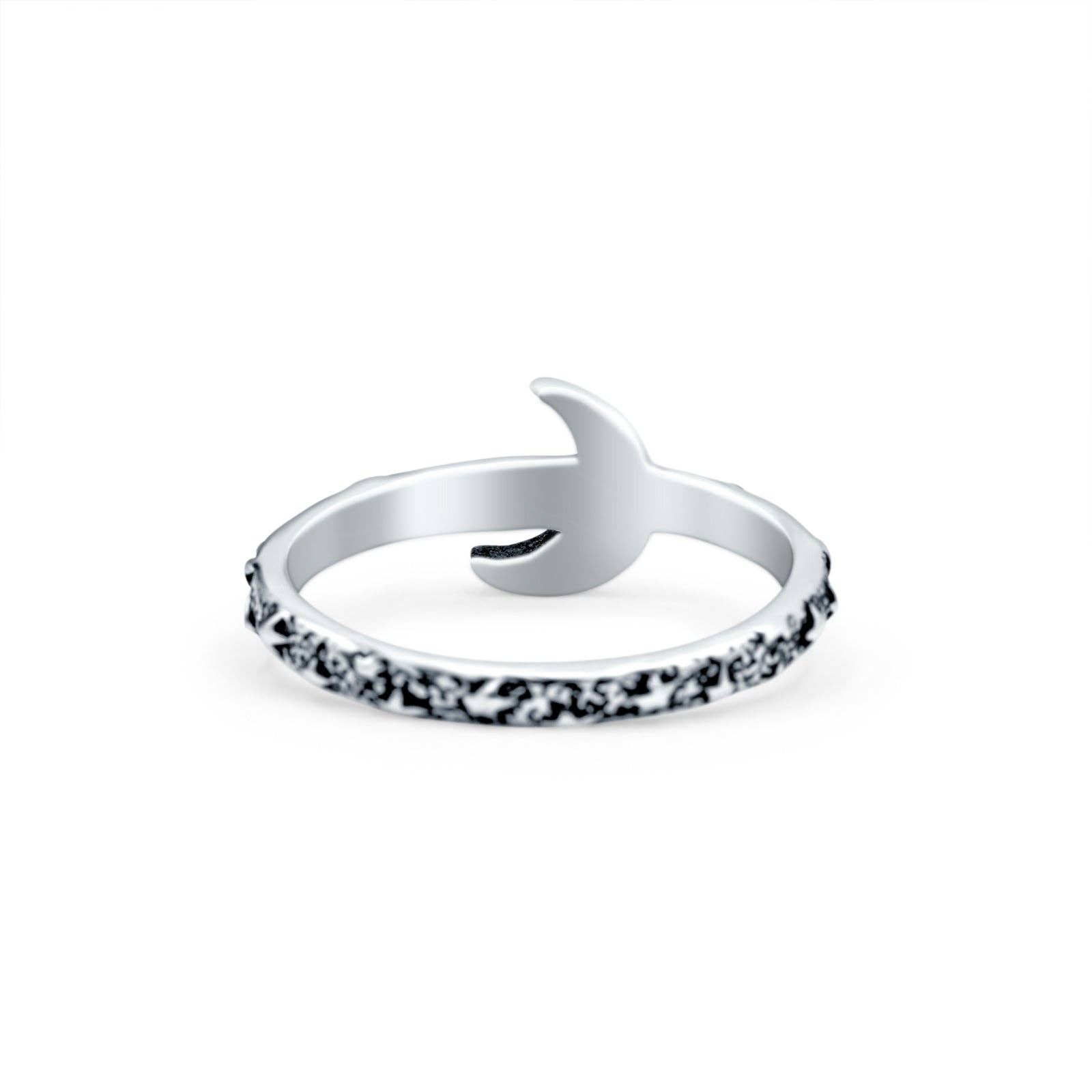 Sterling Silver Crescent Moon Ring Oxidized Band Thumb Ring (8mm) for wholesale on Faire2