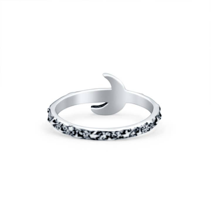 Sterling Silver Crescent Moon Ring Oxidized Band Thumb Ring (8mm) for wholesale on Faire2