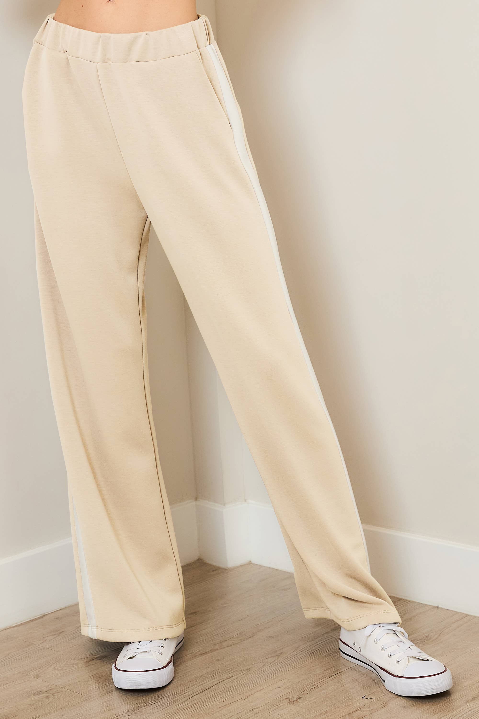 Oat Ivory BUTTERY SOFT CONTRAST PANTS FWMP3741 for wholesale on Faire