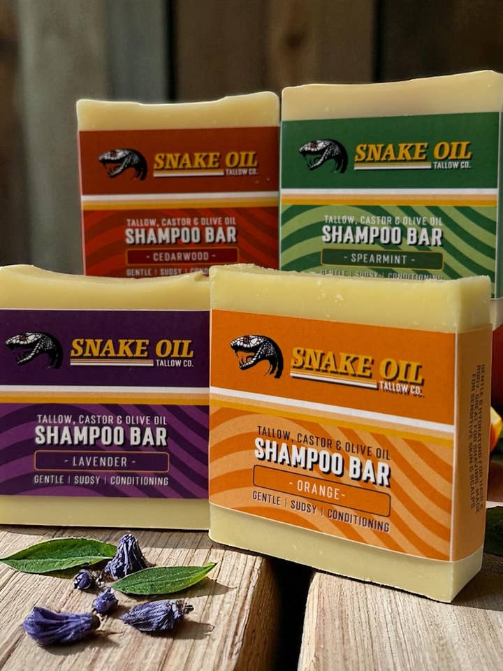 Barre de Shampooing Castor & Suif pour la vente par Snake Oil Tallow Co.