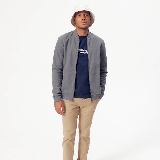 Sweat Pedro Piqué Zippé Gris pour la vente par La Gentle Factory