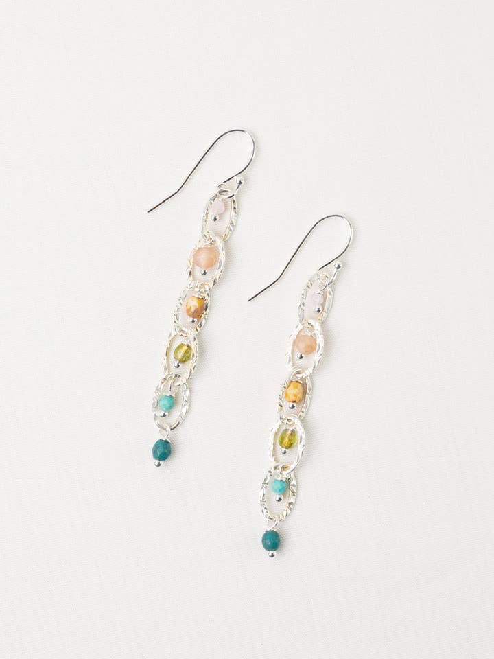 Primula Turkis, Rosenkvarts, Tjekkisk Glas Dingleøreringe for engroshandel hos Anne Vaughan Designs Jewelry