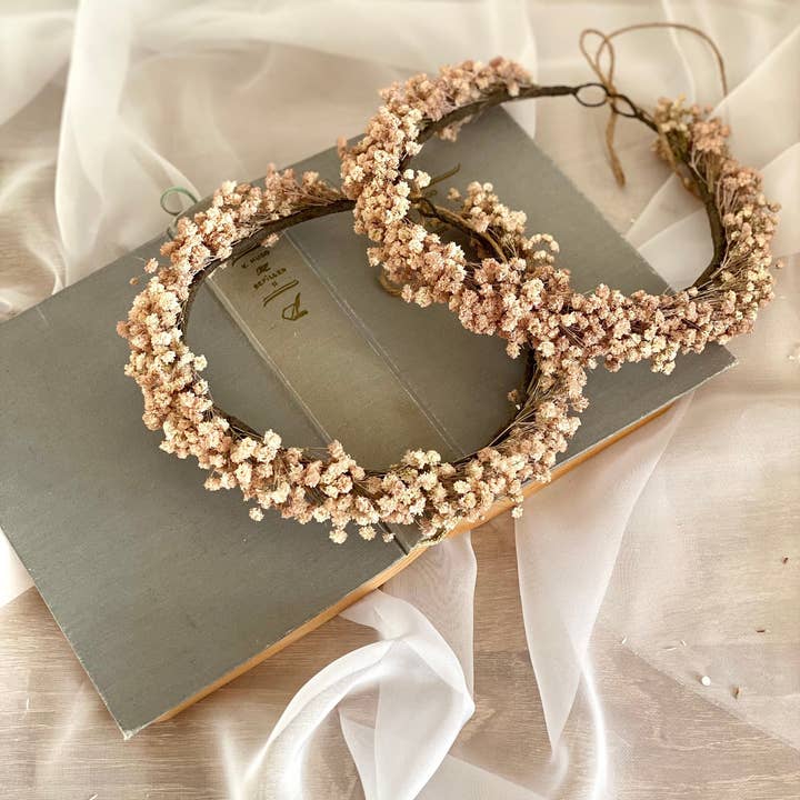 Fidos Design - Wholesale Fashion Headband - Women's - Mauve Dried Gypsophila Headband/ Babies breath / Dusty Pink