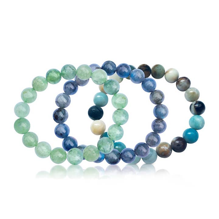Bracelets to Repel Anxiety and Depression - Labradorite, Prehnite and Amazonite Trio for wholesale by Gogh Jewelry Design