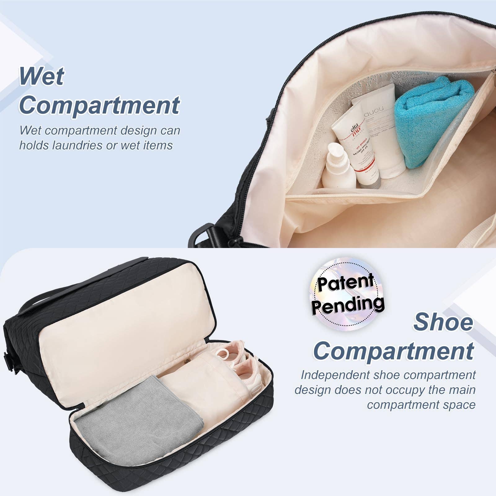 wandf – Engroshandel Stor rejse- og weekendtaske - Dame – Carry On Weekender-taske med skorum Rejsetaskesæt7