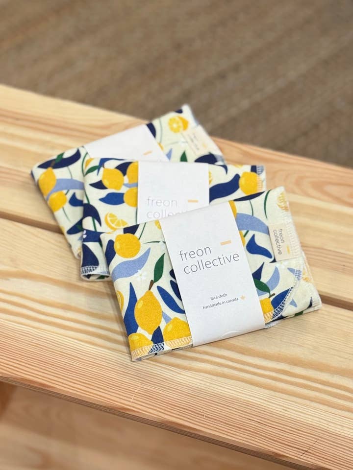 Paño Facial de Algodón Orgánico - Limones para venta al por mayor de Freon Collective