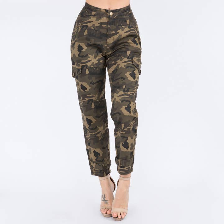 American Bazi - Wholesale Pants - Women's - PLUS SIZE HIGH WAIST SLOUCHY CARGO PANTS-RJH20103P
