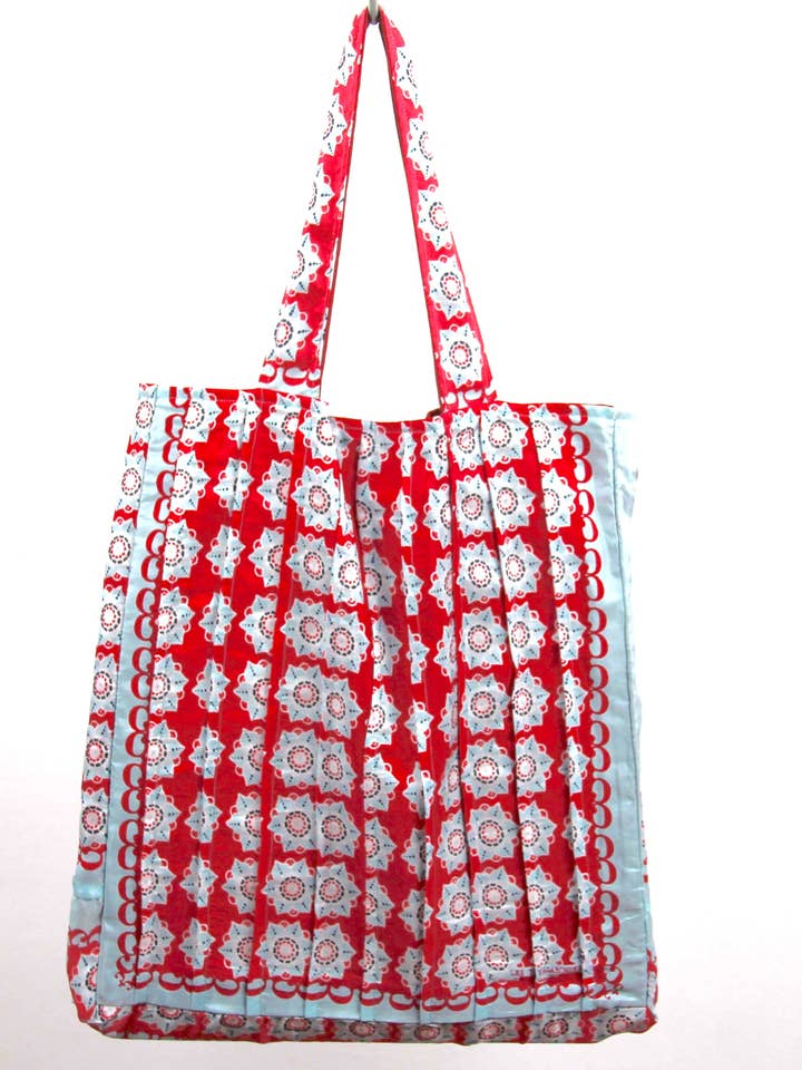 Red Daisy Silk Musette Bag for wholesale by Les Belles Vagabondes