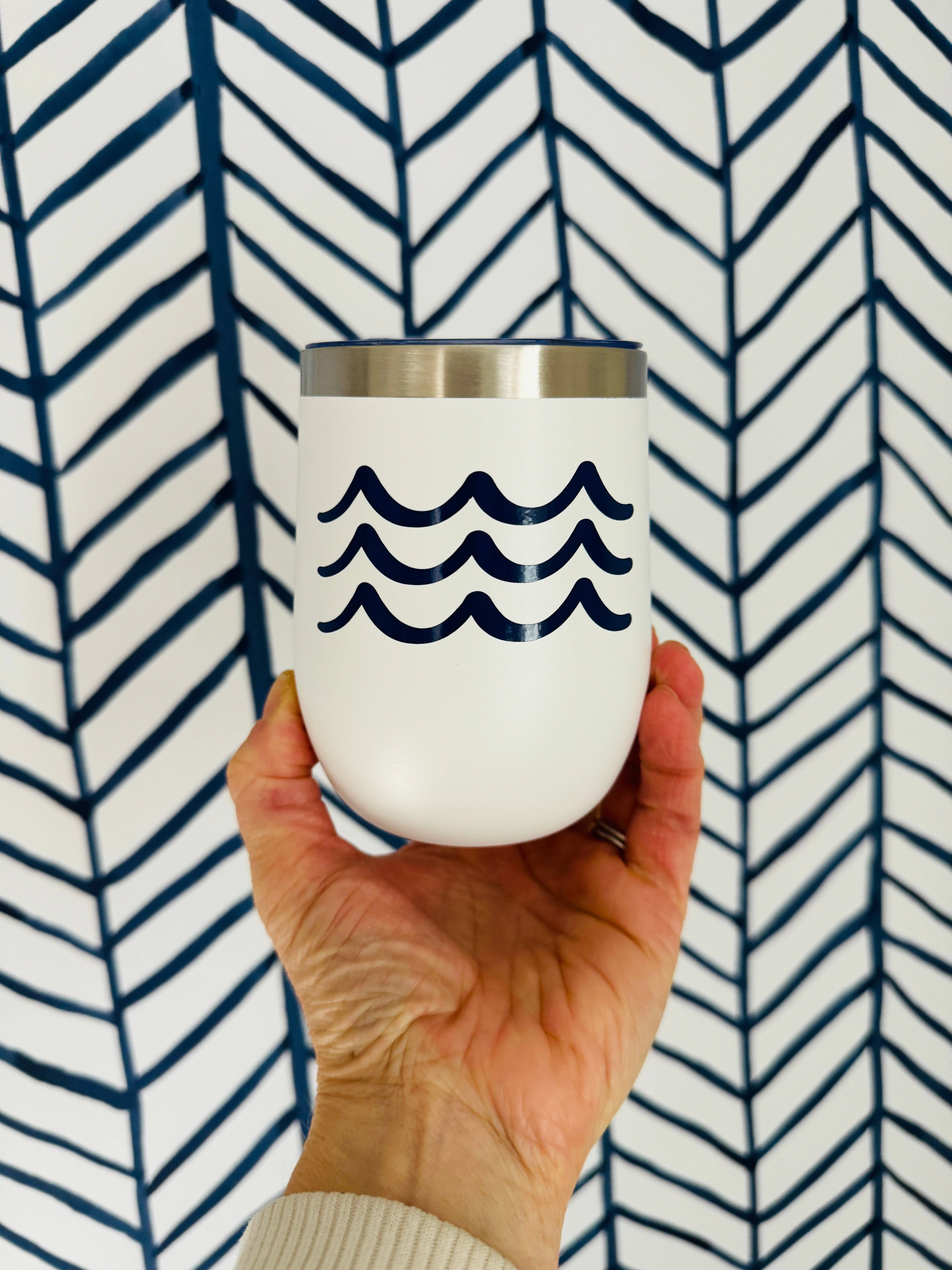 Everything Labeled | Coastal & Custom Drinkware - Wholesale Insulated Mug/Tumbler - Nautical Wave Stainless Steel Tumbler | Coastal Gift1