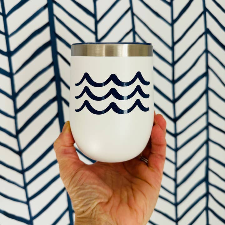 Everything Labeled | Coastal & Custom Drinkware - Wholesale Insulated Mug/Tumbler - Nautical Wave Stainless Steel Tumbler | Coastal Gift1
