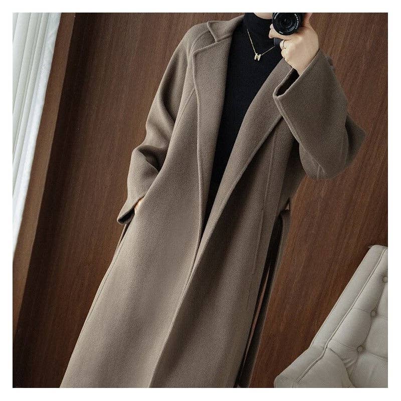 UZ Wholesale Store - Wholesale Coat – Women’s - Solid Color Double-Faced Cashmere Knee-Length Coat3