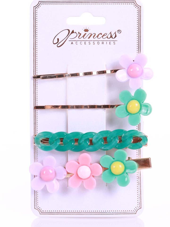 4pc Flower Hair Clips for wholesale by Amerikan Basics