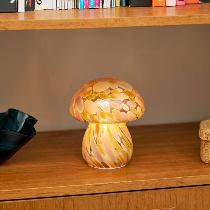 Humber - Vente Lampes d'appoint/de bureau - Lampe Champignon en Verre Sans Fil, Alimentée par Piles 5,25" x 6"