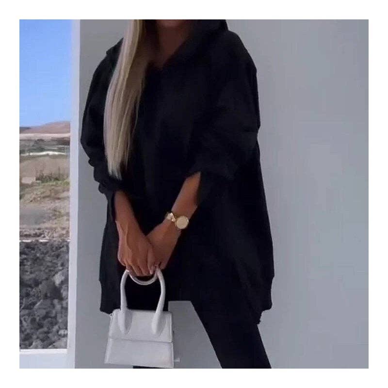 UZ Wholesale Store – wholesale Mjukisset – Dam – Set med hoodie med slits och tajta byxor1