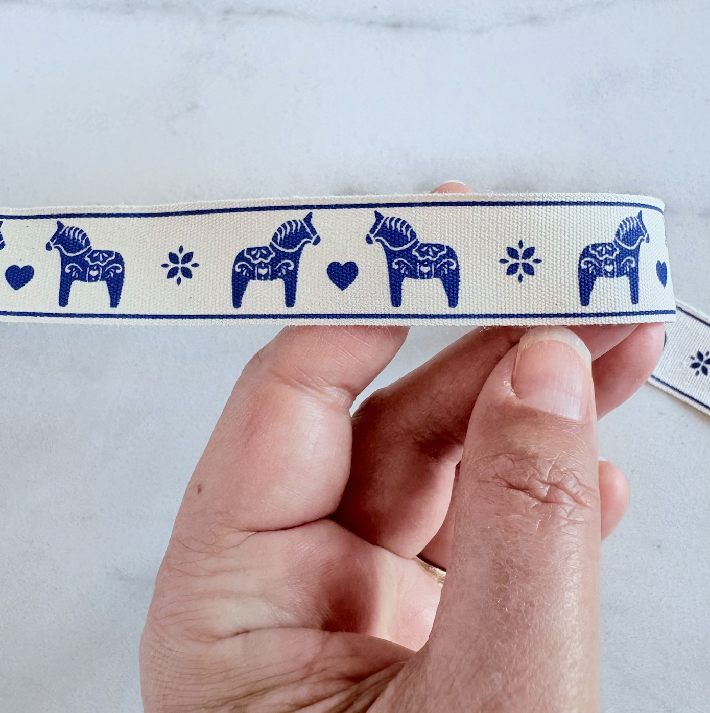 Scandinavian Hearts - Wholesale Ribbon - Gift Wrapping - Swedish Dala Horse Cotton Ribbon Gifts Crafts & Decor 5 yds10