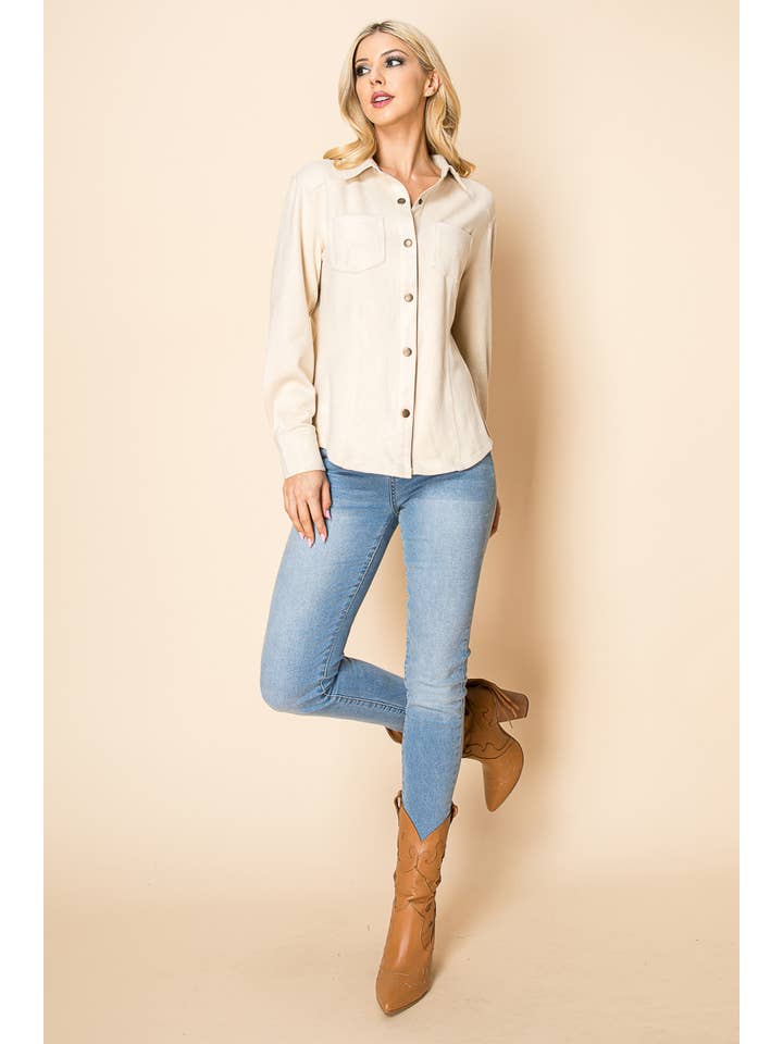 W.A.Y. --Wonderful And Young - Wholesale Shirt - Women's - W.A.Y Suede Snap Shirt