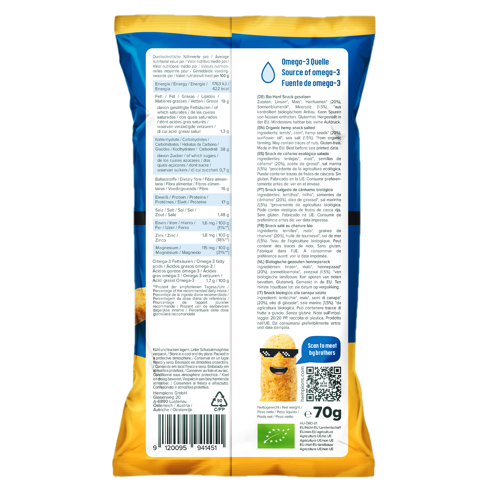 Hempions - Wholesale Puffed Snack - Organic Hemp Flips Sea Salt, 70 g – Gluten-Free Hemp Snack5