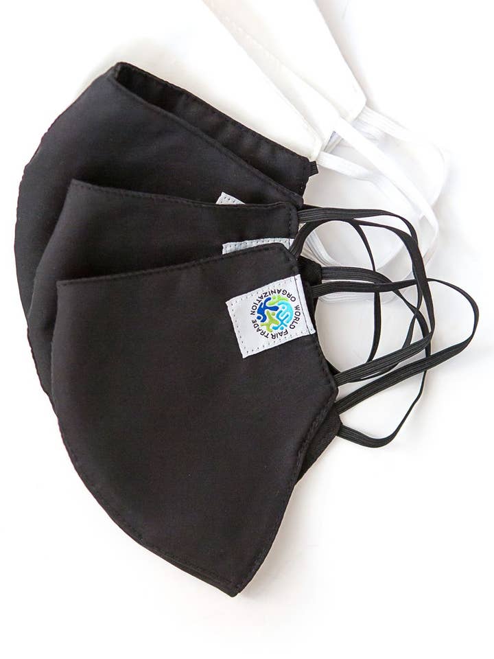 Organic Cotton Face Masks with Filter Pocket: 5 Pack for wholesale by Fair Anita