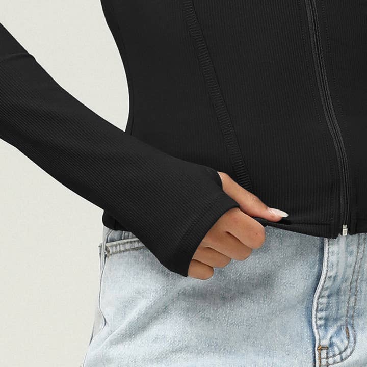 Sodalemon - Vendita all'ingrosso Giacca sportiva - Donna - Giacche con cappuccio per sport all'aperto con cerniera a costine2