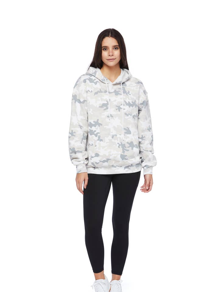 Chlo Relaxed Fit Hoodie in White Camo for wholesale by Lazypants