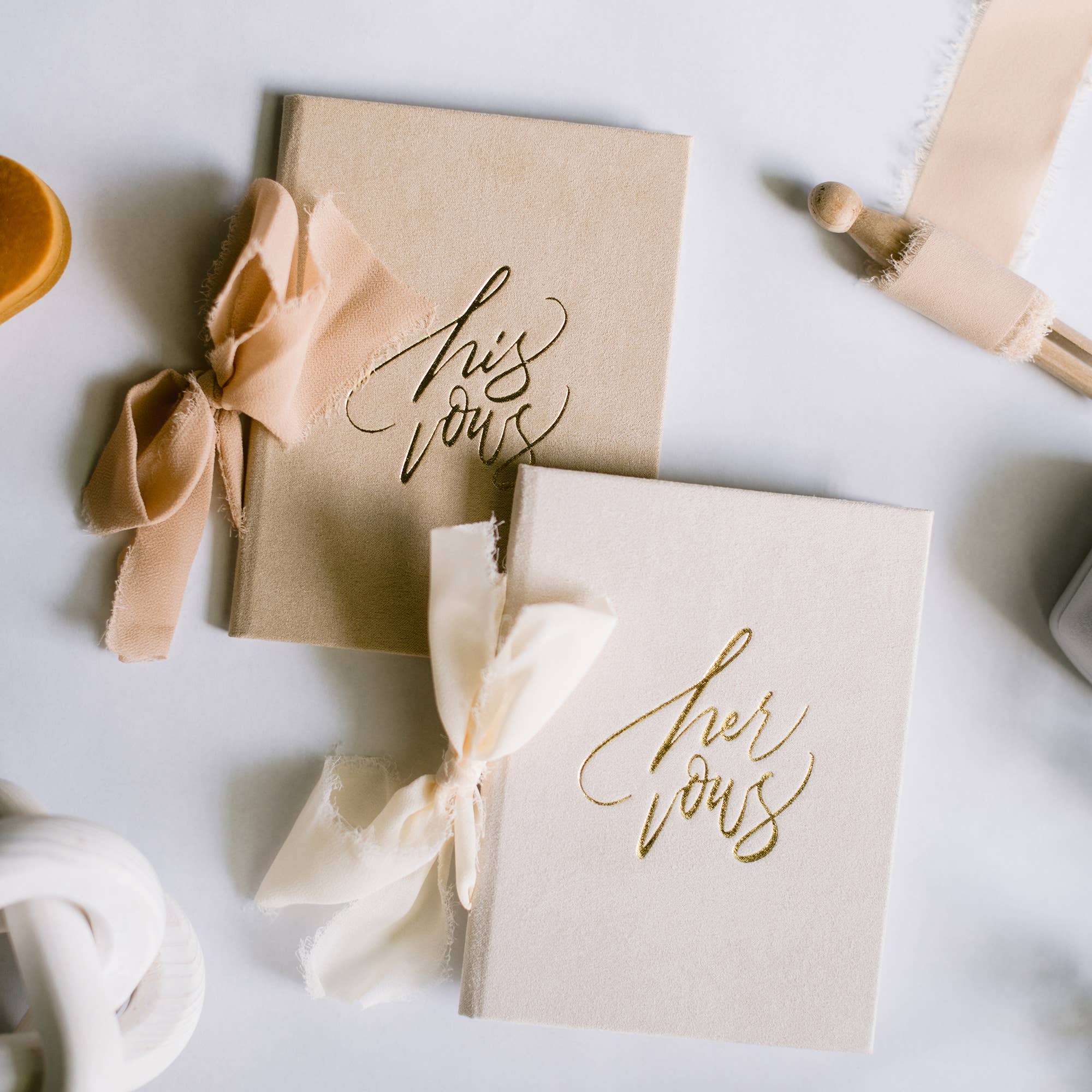 Everbae - Wholesale Journal/Diary - Velvet Hardcover Wedding Vow Books with Silk Ribbon17