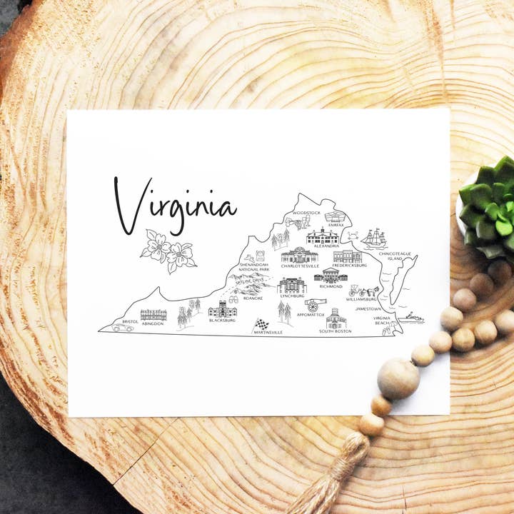 Croquis de Virginia: mapa y puntos de interés para venta al por mayor de Simply Sketch Studio
