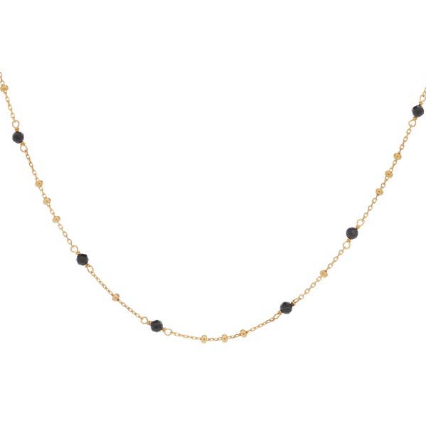 Natural black spinel necklace, 925 gold-plated silver, 42 + 3 cm for wholesale by OPALOOK France