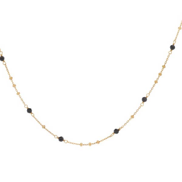 Natural black spinel necklace, 925 gold-plated silver, 42 + 3 cm for wholesale by OPALOOK France