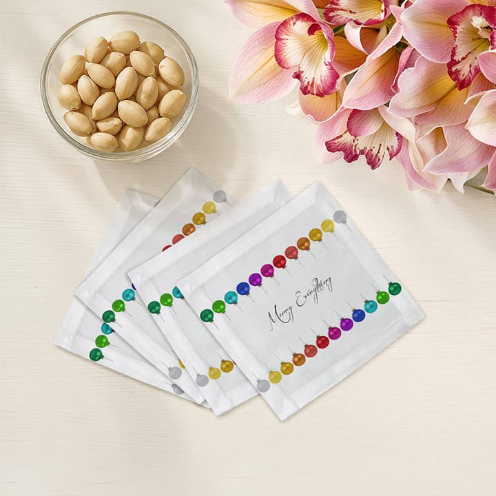 Merry Everything Cotton Sateen Cocktail Napkins for wholesale by Nicolette Mayer Collection