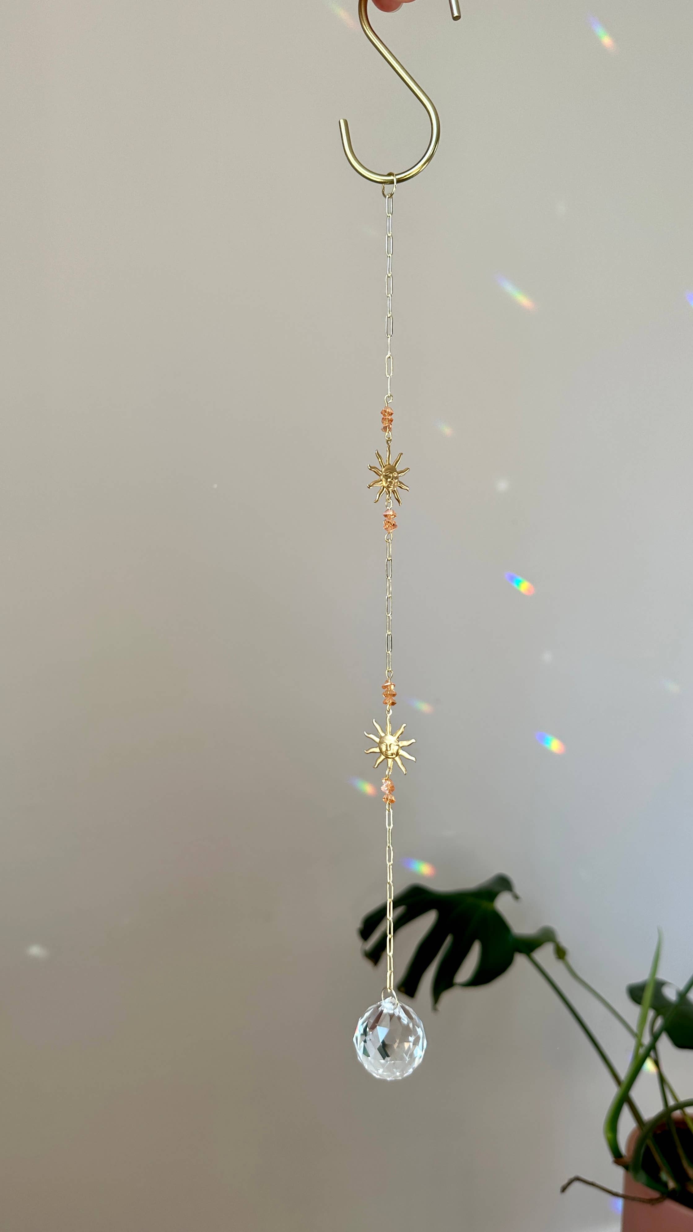 Ombra & Luce - Vendita all'ingrosso Acchiappasole - Doppi Sole Suncatcher con Perle di Vetro Ambra Tagliate, Celestiale6