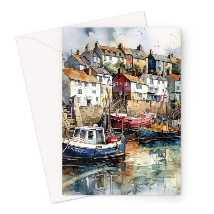 Fishing Boats Greeting Card for wholesale by Wild And Arty