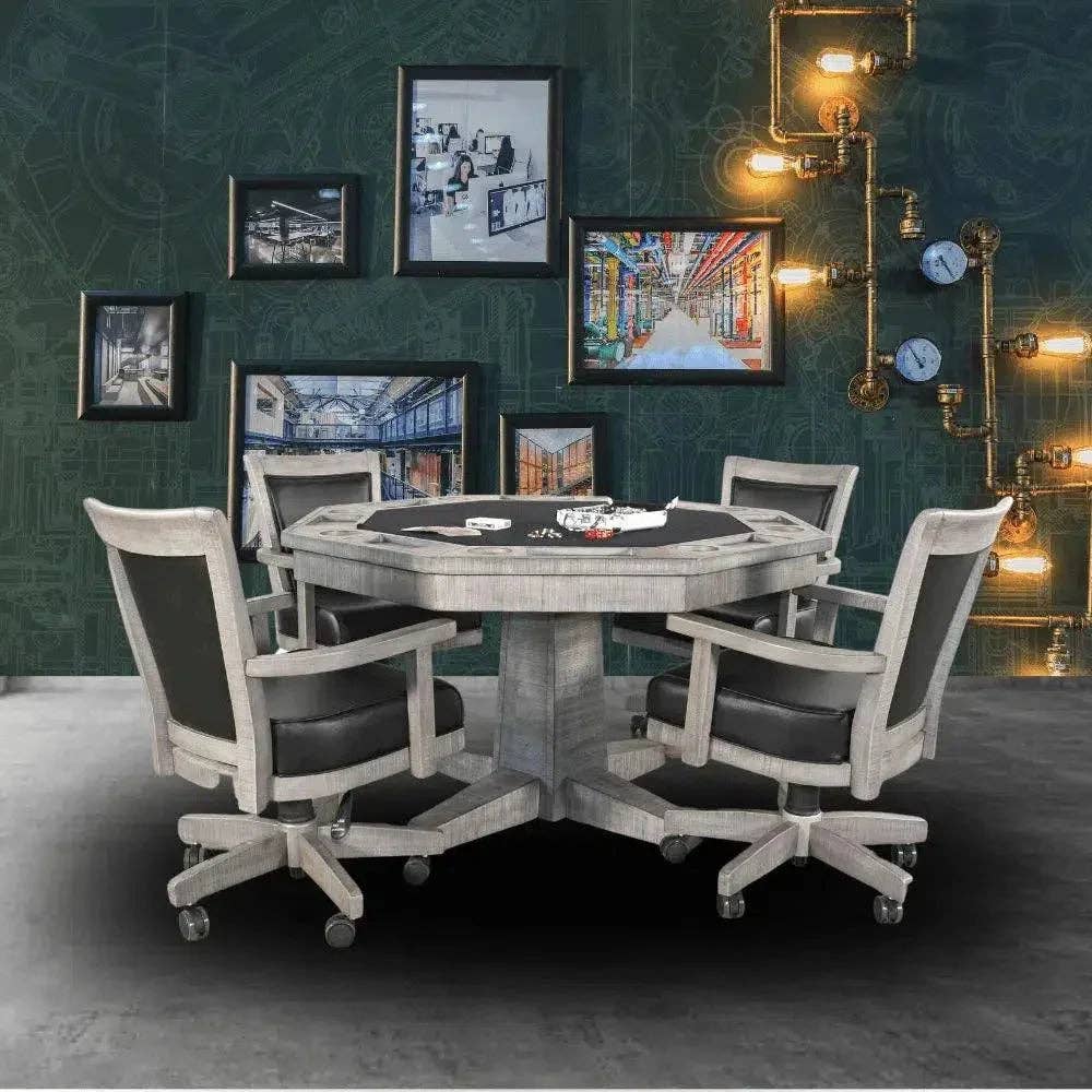 LOOMLAN – wholesale Chair – Reversible Poker Game Table Swivel Leather Chairs Set2