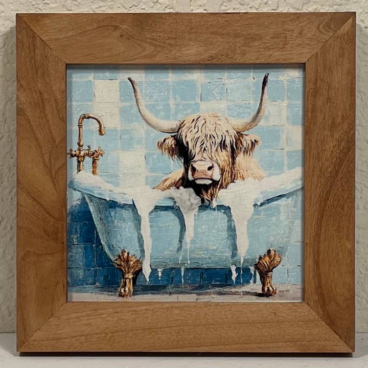 timber cove designs – Großhandel Wanddeko - Kind & Baby – Gerahmter Kunstdruck, Gerahmte Wandkunst, Kunst mit Hochlandrindern 5