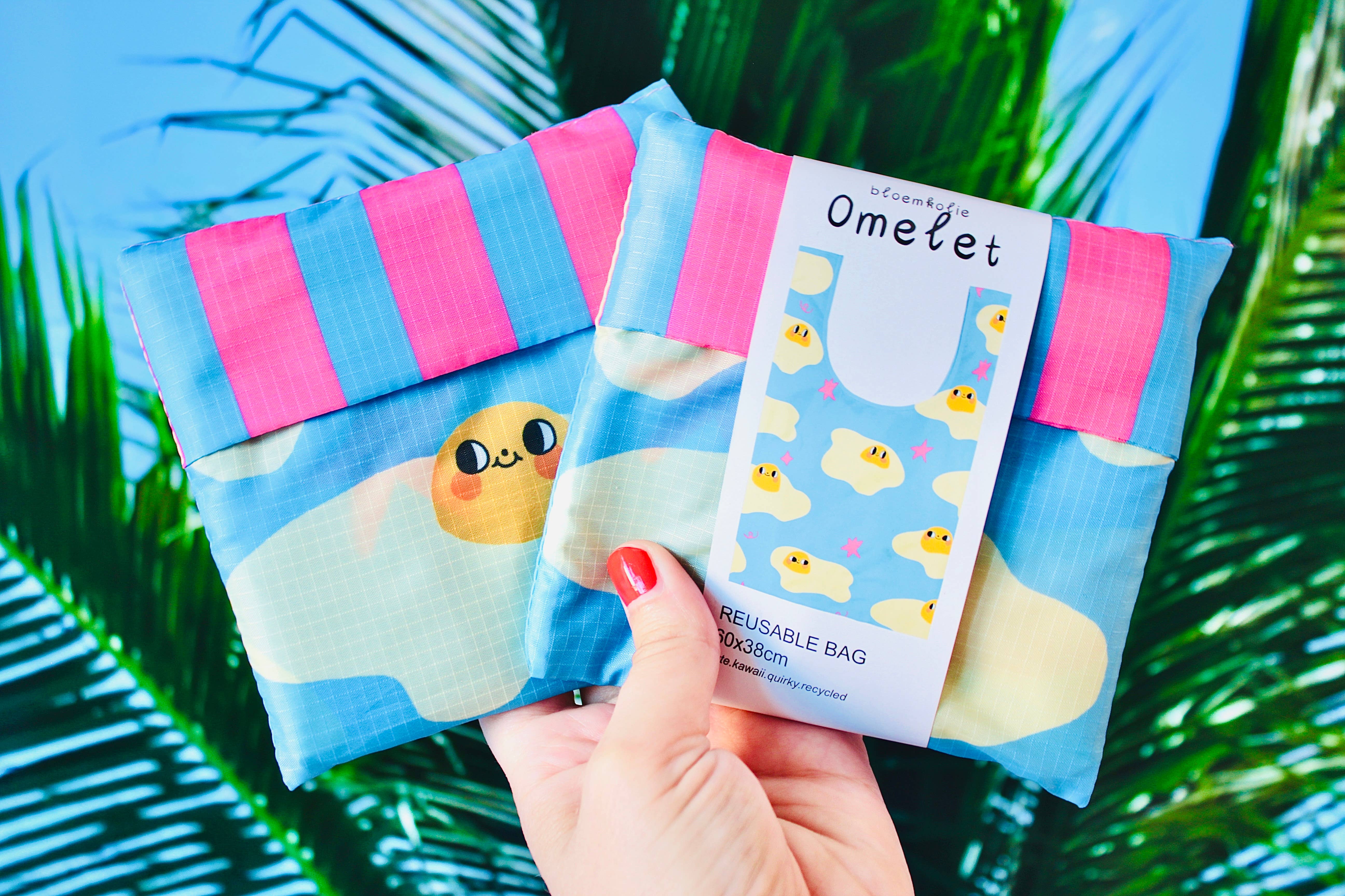 Bloemkolie – wholesale Livsmedels-/Shoppingväska – Omelett Återanvändbar Väska Söt Kawaii Återanvändbar Tygkasse2