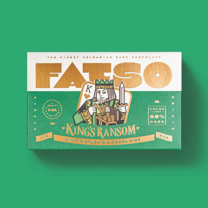 Fatso - Wholesale Chocolate Bar - KING'S RANSOM 150g- 60% Dark chocolate vegan chunky bar