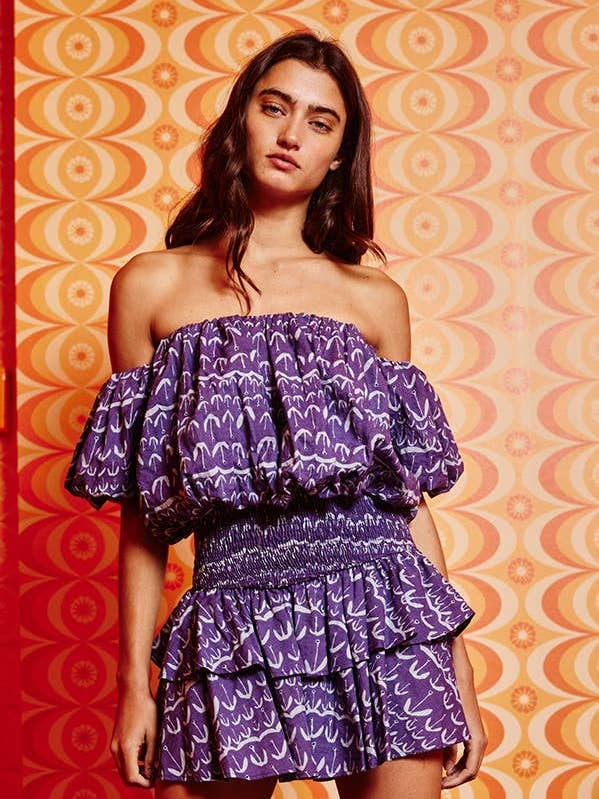 SALDI OUTLET T1948B Top Corto con Spalle Scoperte e Maniche a Sbuffo Corte per la vendita all'ingrosso da parte di BUCKETLIST OUTLET