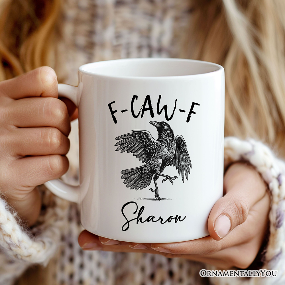 OrnamentallyYou – wholesale Coffee mug – F-CAW-F Gothic Raven Gift Mug, Snarky Halloween Gift6