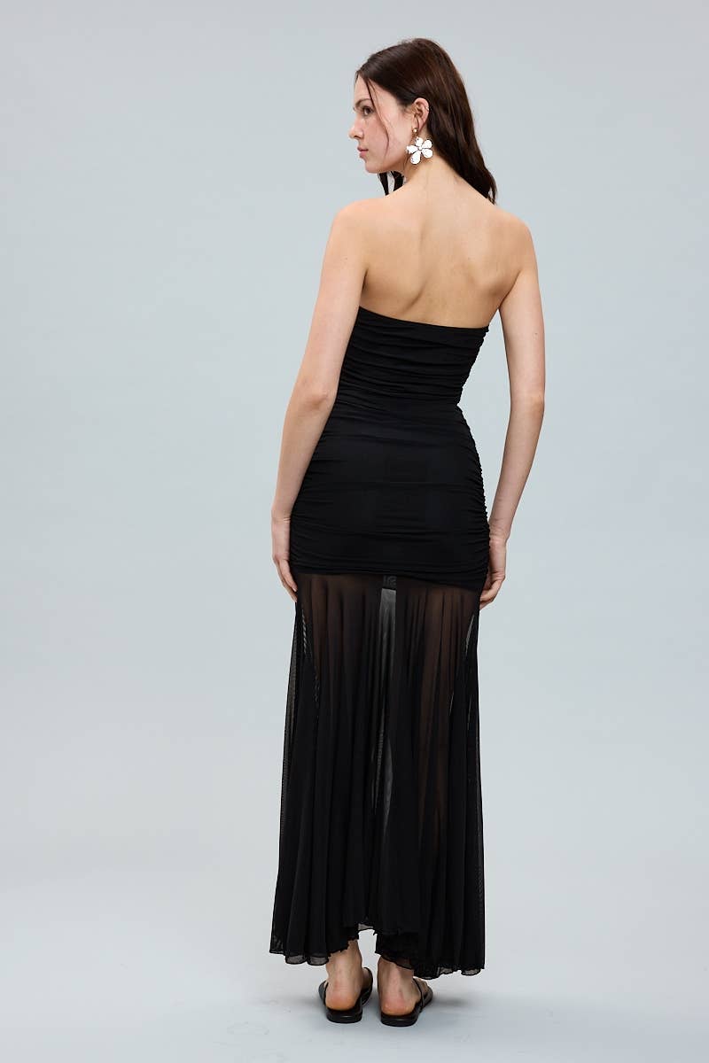 Sky to Moon - Vente Robe – femme - ROBE MIDI TUBE FRONCÉE TRANSPARENTE MONOCHROME5