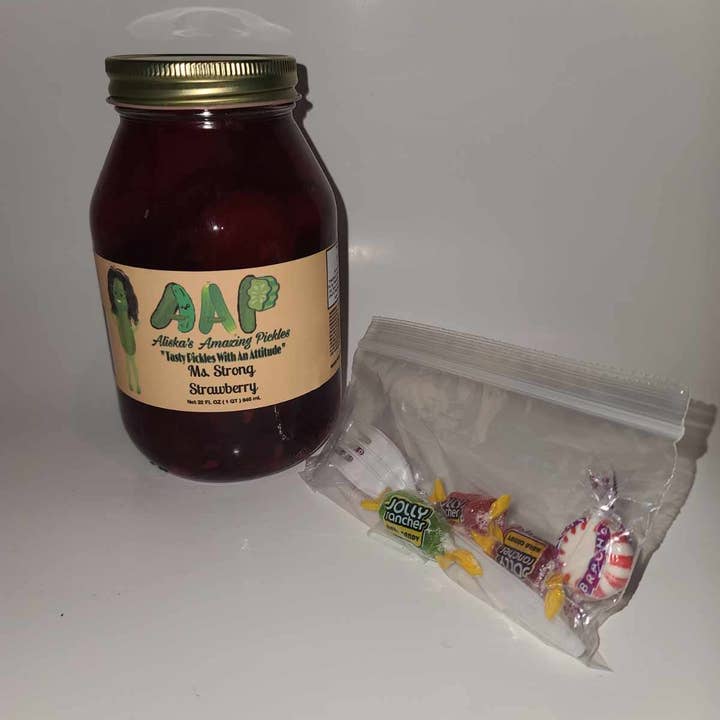 Ms. Strong Strawberry Pickles for wholesale by Aliska's Amazing Pickles