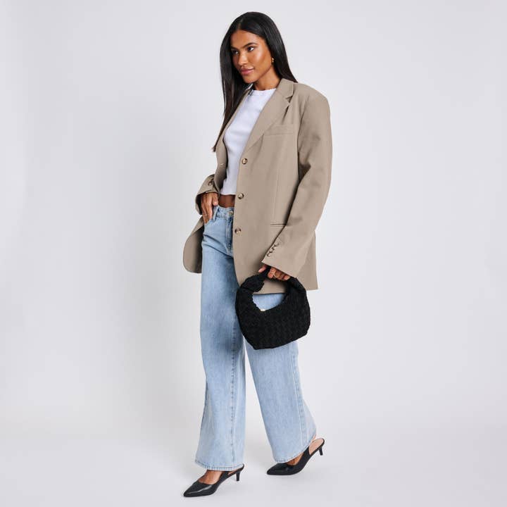 Moda Luxe - Wholesale Clutch Bag - Women's - Autumn Woven Genuine Suede Leather Clutch