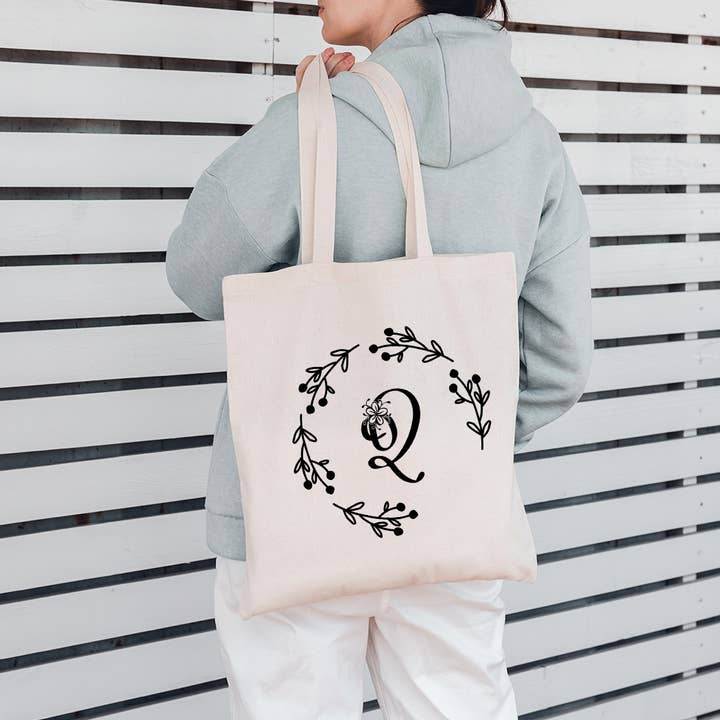 Bolso Tote de Lona «Q» Letter Initials para venta al por mayor de BAGANDCANVAS