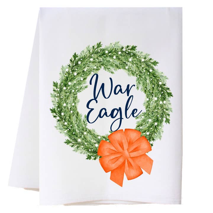 School Christmas Wreath Kitchen Towel for wholesale by Cora & Pate