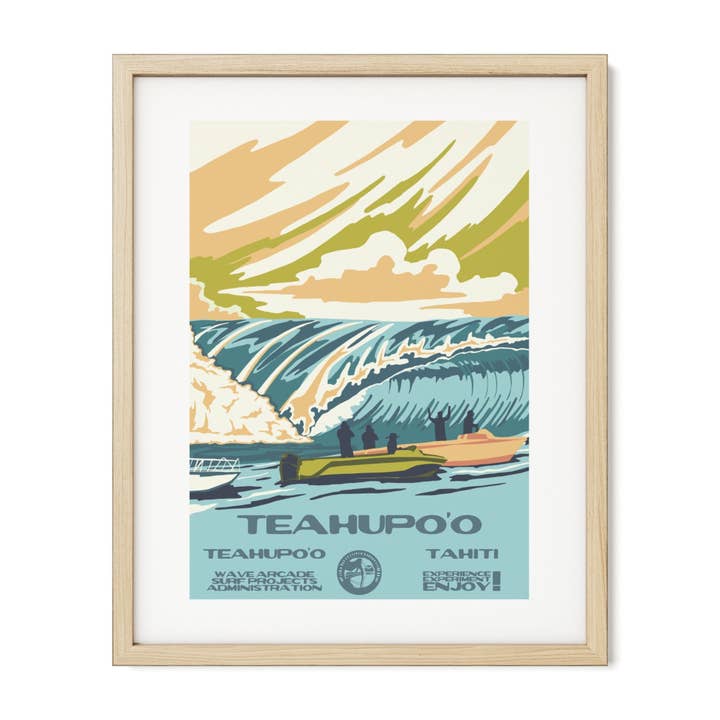 Teahupo'o WPA Surf Poster | Vintage Tahiti Art Print for wholesale by WAVE ARCADE