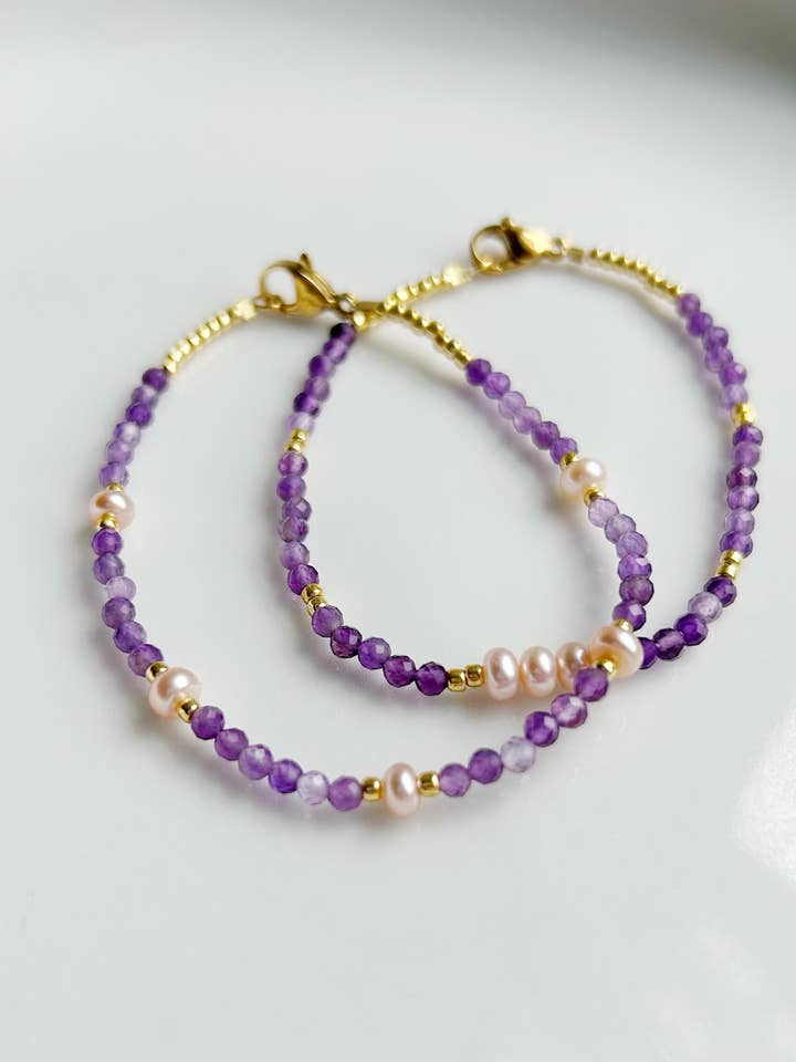 Amethyst Pearl Bracelet for wholesale by Designed by Emily Ann