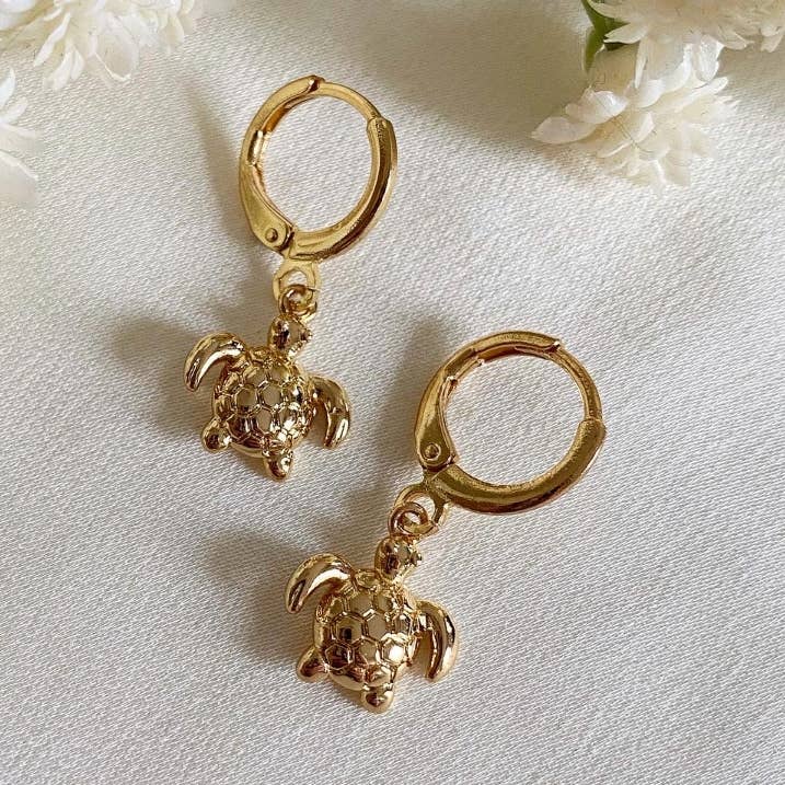 Sea Turtle Huggie Hoop Earrings for wholesale by Wisteria London Ltd