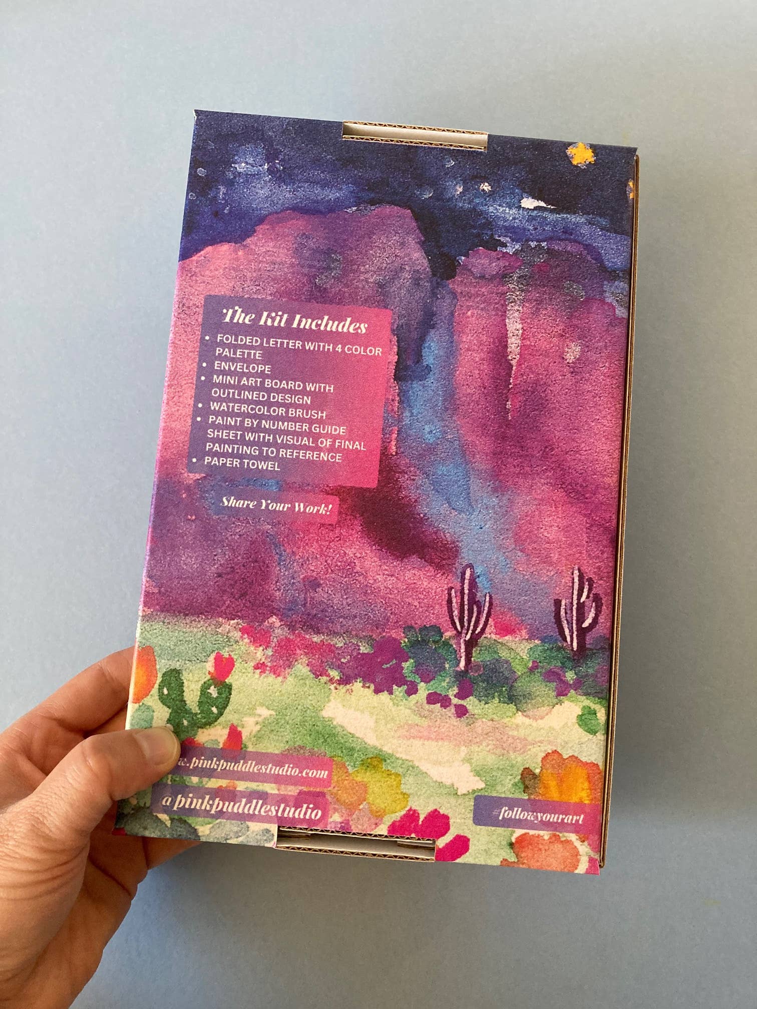 Pink Puddle Studio - Wholesale DIY Craft Kit - Mountain & Flowers Landscape Watercolor Paint by Number Kit8